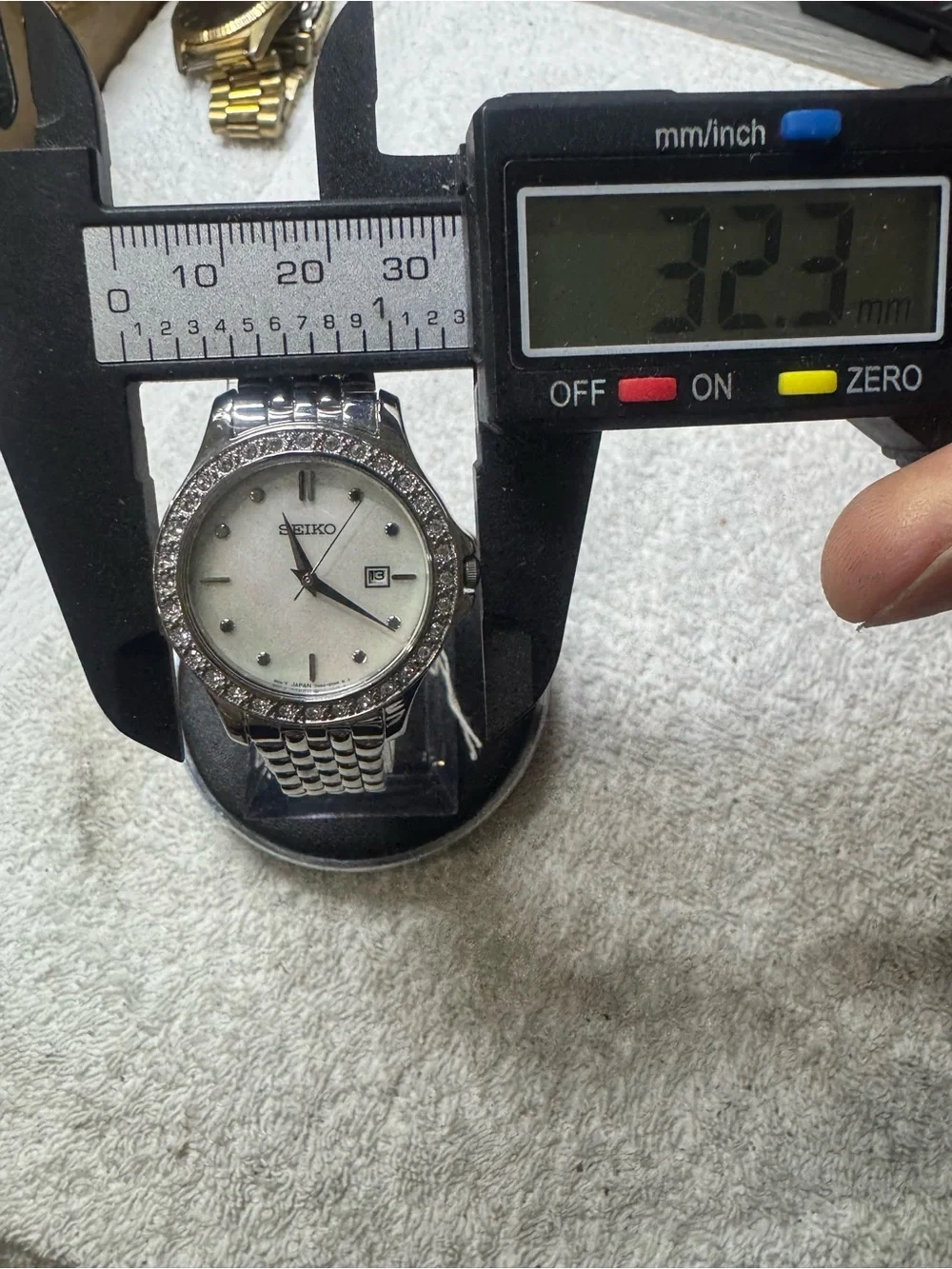 Seiko Silver and White Crystal-Trim Women's Bracelet Watch